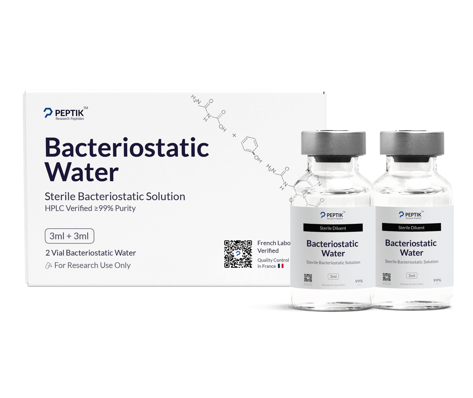 2 x  BACteriostatic Water  - 3ml + 3ml (6ml)
