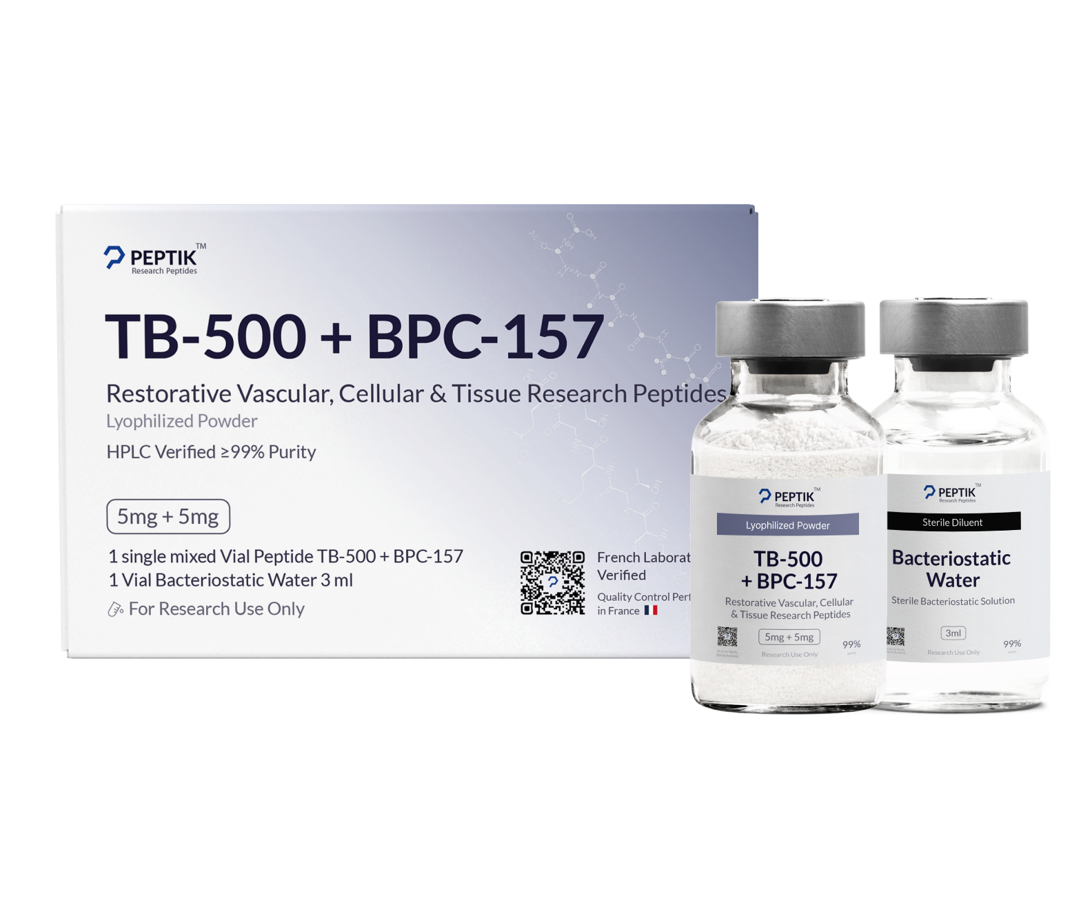 TB-500 + BPC-157 Lyophilized Vial + Sterile Water